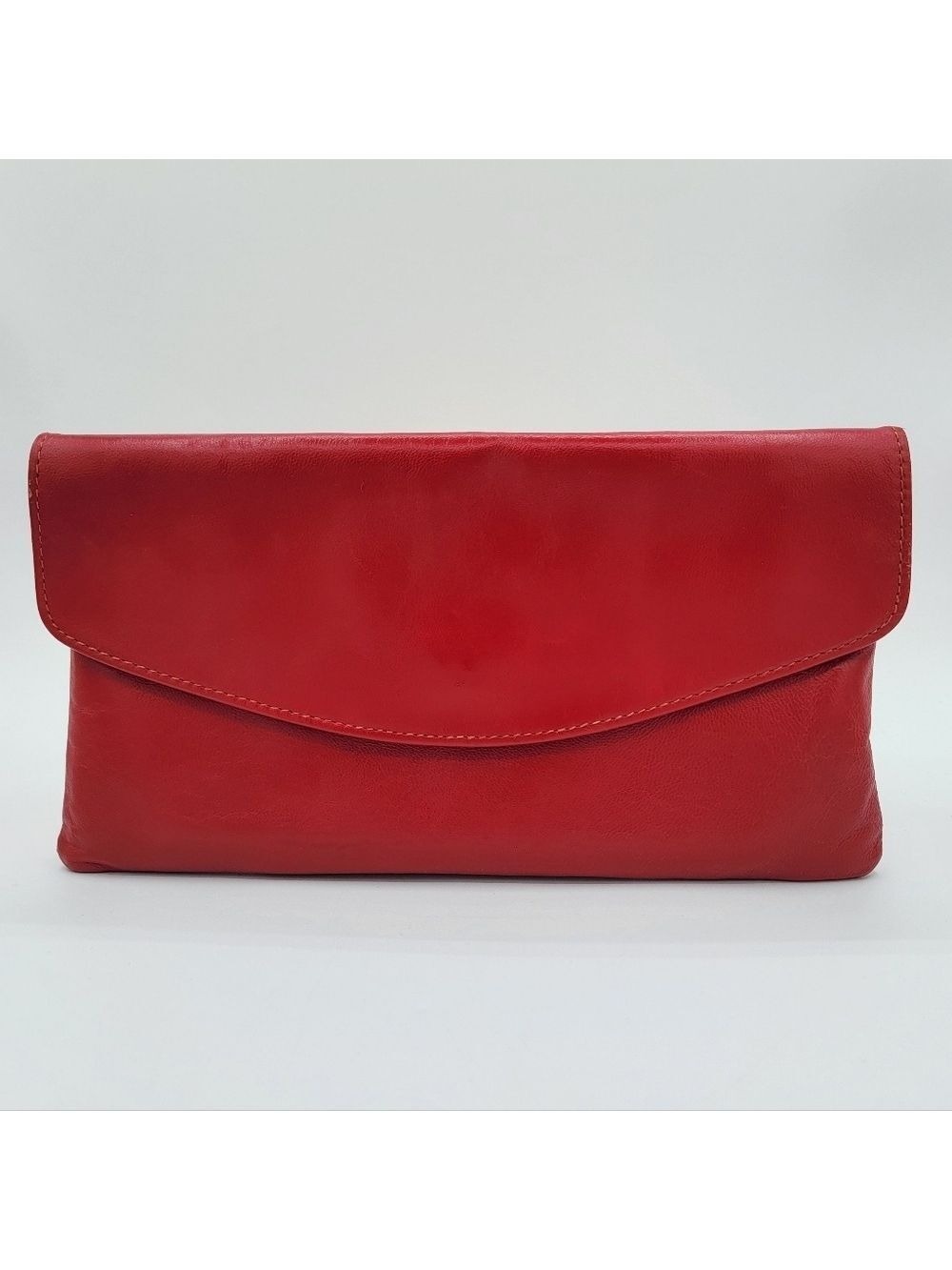 Red Leather Clutch Handbag Made In Italy #3088